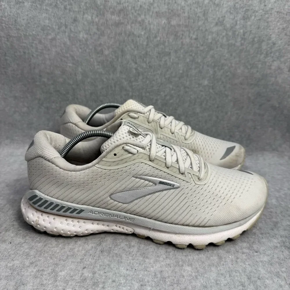 Brooks Adrenaline 20 Womens Shoes Size 9.5 White Silver Low Top Running Sneakers